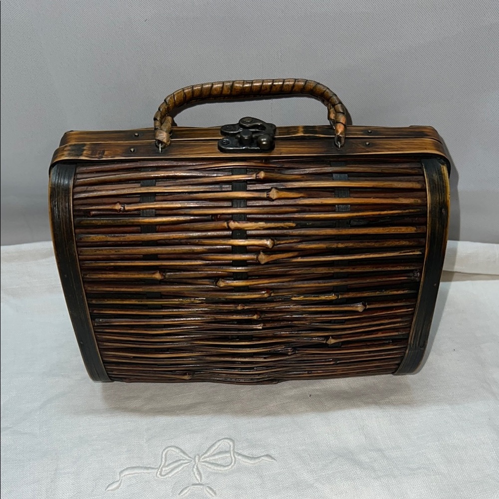 Vintage Bamboo Purse & Curved Handle